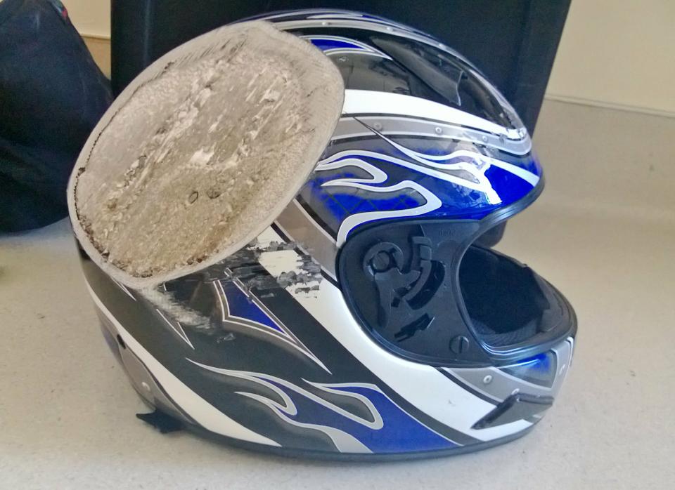 Scraped Bike Helmet