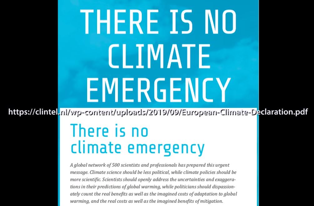 500 Scientists Say to UN There Is No Climate Emergency