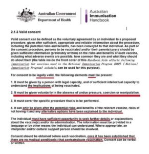 Aust Gov Dept Health Vax Informed Consent