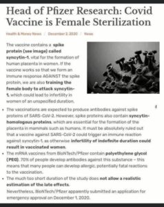 COVID Vaccine Possible Sterilisation?