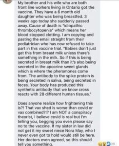 COVID Vax Poisoned Breast Milk, Killed Baby