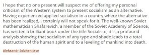 Aleksandr Sokzhenitsyn On Socialism