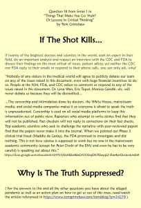 Question 18 If The Shot Kills... Why Is The Truth Suppressed? in the new series "Things That Make You Go 'Huh?' or Lessons In Critical Thinking" by Tom Grimshaw