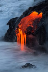 Lava Entering Ocean on Hawaii