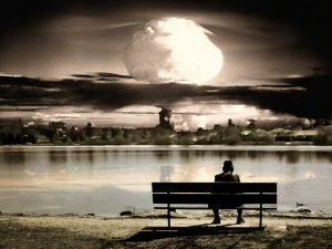 Man On Park Bench Mushroom Cloud