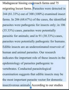 Insects Source of Parasites
