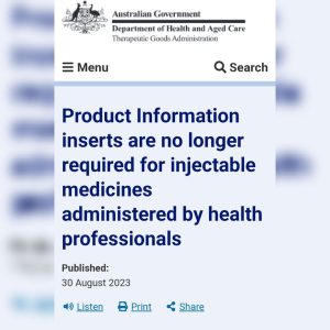 TGA withdraws Product Information from Injectables