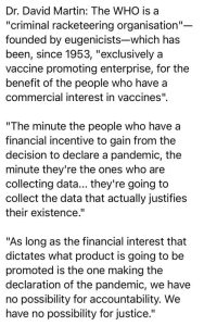 The WHO Is A Criminal Racketeering Organization 