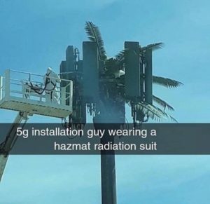 HazMat Radiation Suit On 5G Tower