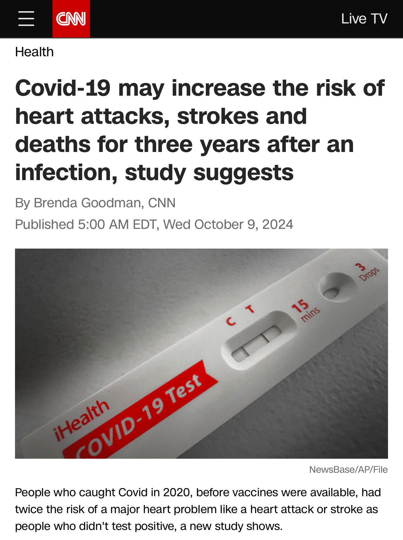 CNN COVID Study Headline