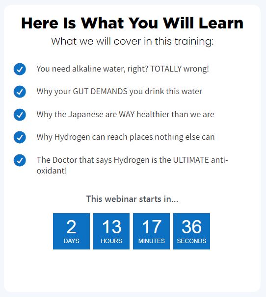 Hydrogen Water Bullet Points