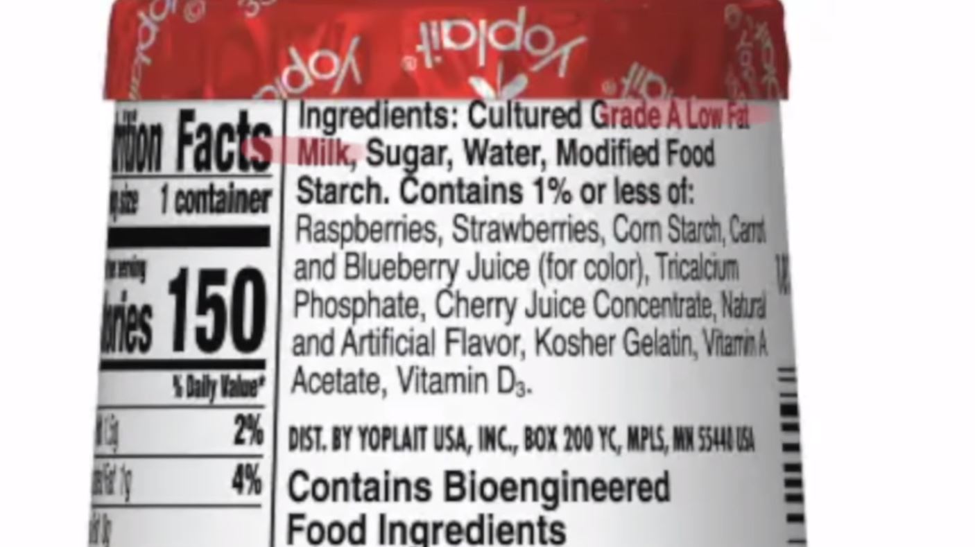 Nutrition Information Panel Yogurt