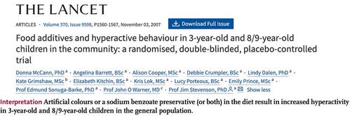 Food Additives Contribute To Hyperactivity