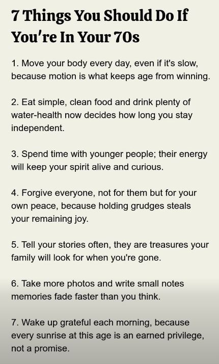 7 Things To Do In Your Seventies