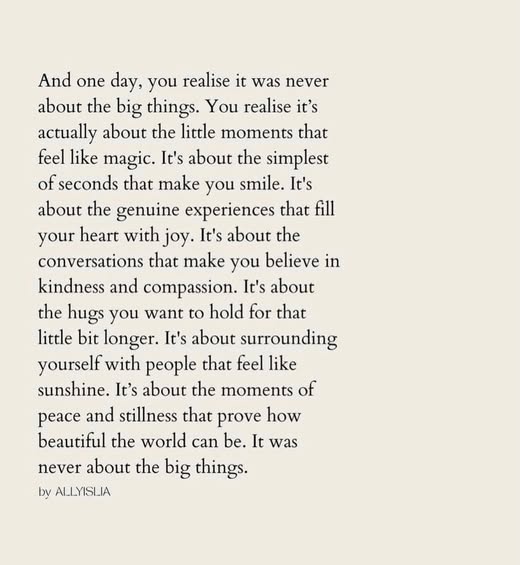 It Was Never About The Big Things