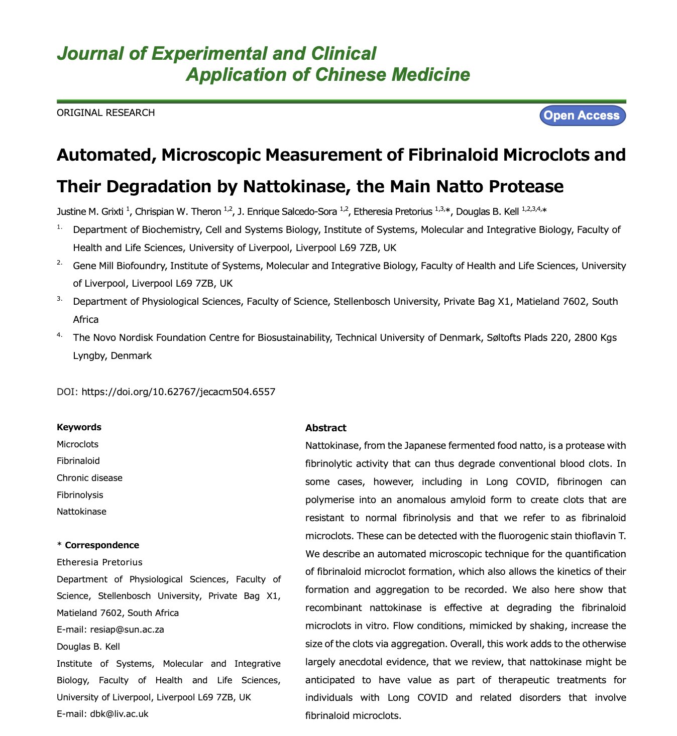 Nattokinase KOs Fibrinaloid Clots