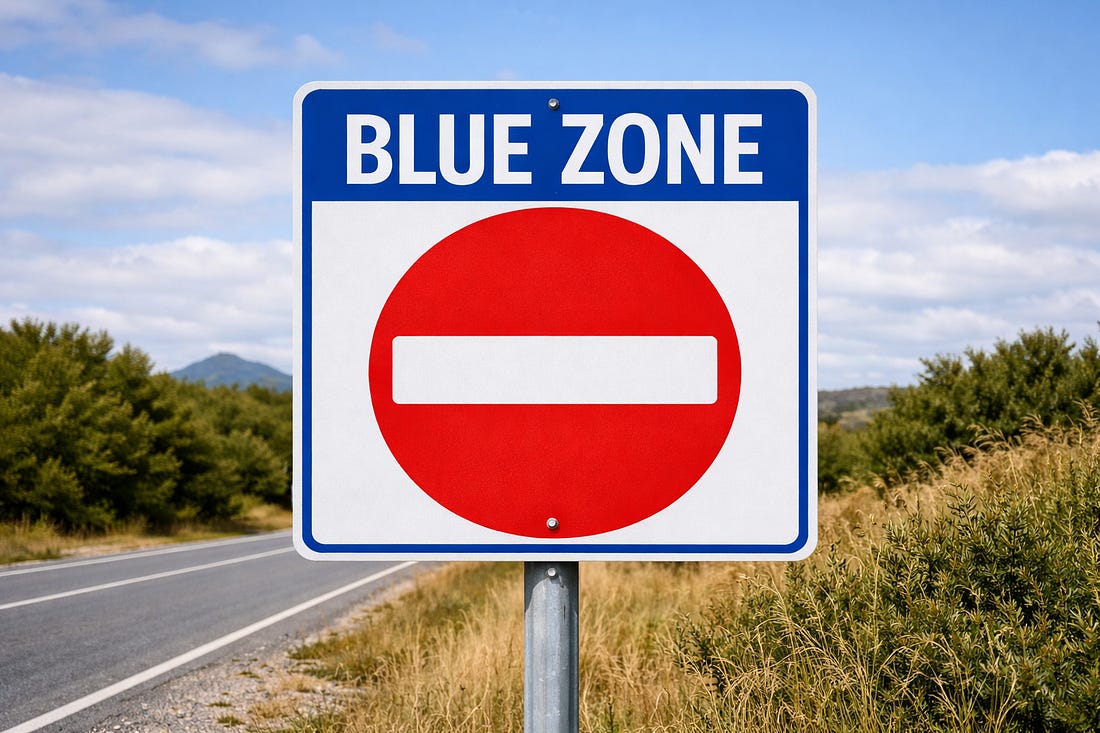 Blue Zone Warning Sign