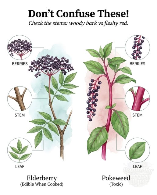 Elderberries vs Pokeweed