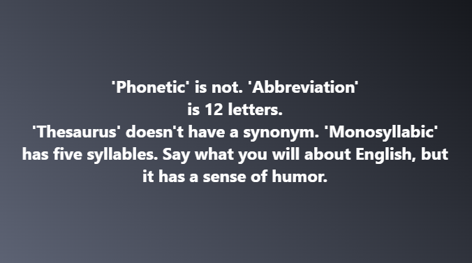 English Has A Sense Of Humour