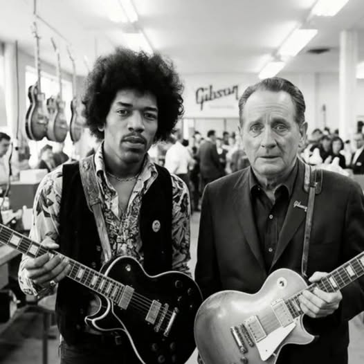 Jimi Hendrix and Les Paul